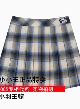 正品百搭熊格纹百褶裙学院风短裙气质裙子TTWH24M301Z WH24M301Z
