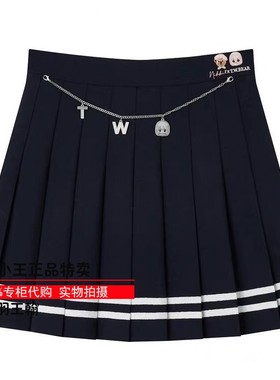 断码特正品春英伦藏青学院风百褶短裙TTWH213803L-00 WH213803L