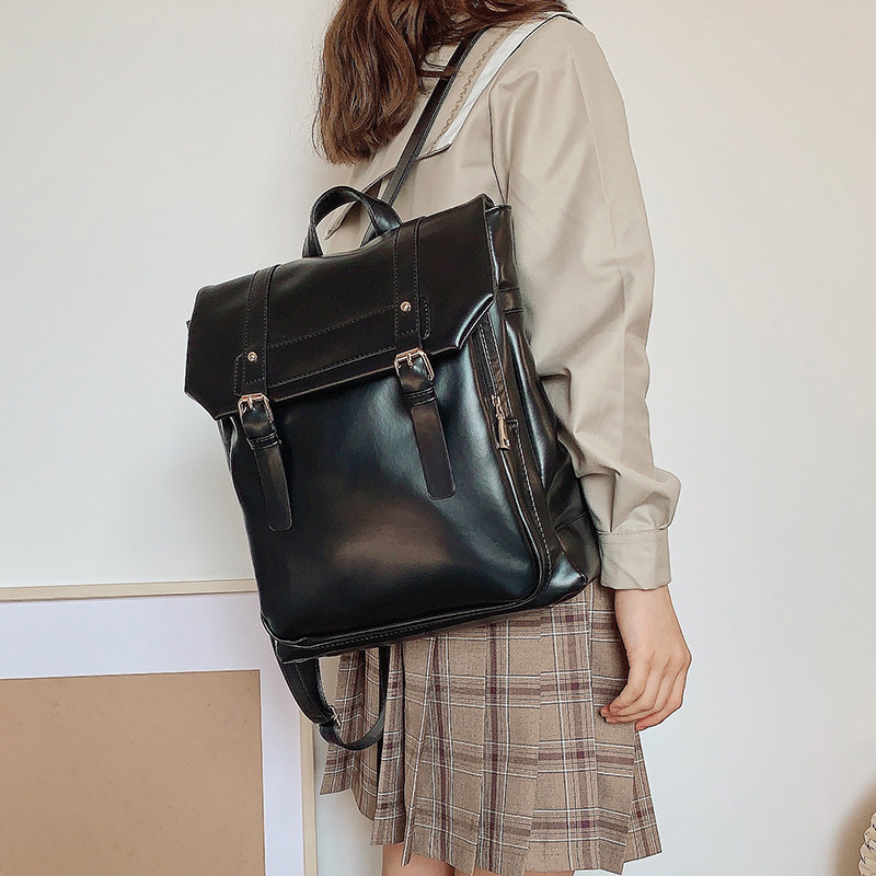 ClakaMke日系JK制服背包复古软皮女包学院风双肩包剑桥书包电脑包