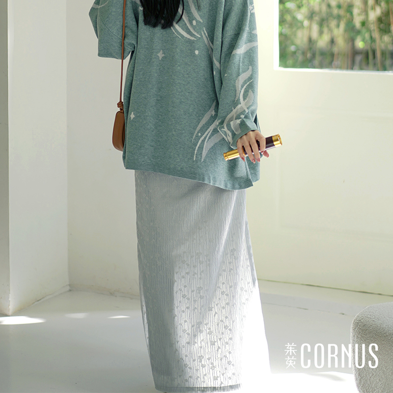 茱萸CORNUS 星落针织两片裙 汉元素新中式宋制汉服旋裙通勤女装裙