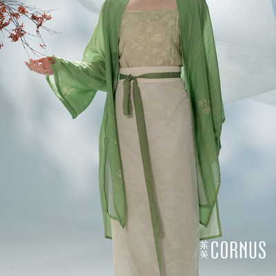 茱萸CORNUS 杂宝团荷织银花罗两片裙 化纤罗宋汉服女装国风中式