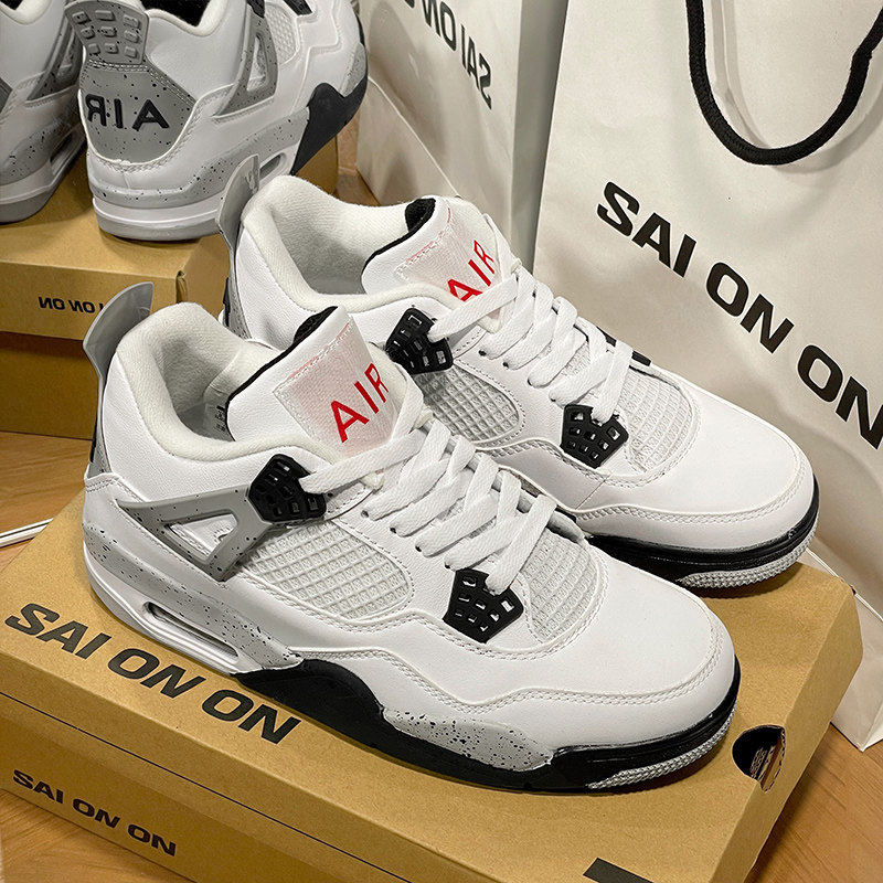 香港正品AJ4白水泥高帮板鞋男女2026新款情侣厚底休闲篮球运动鞋