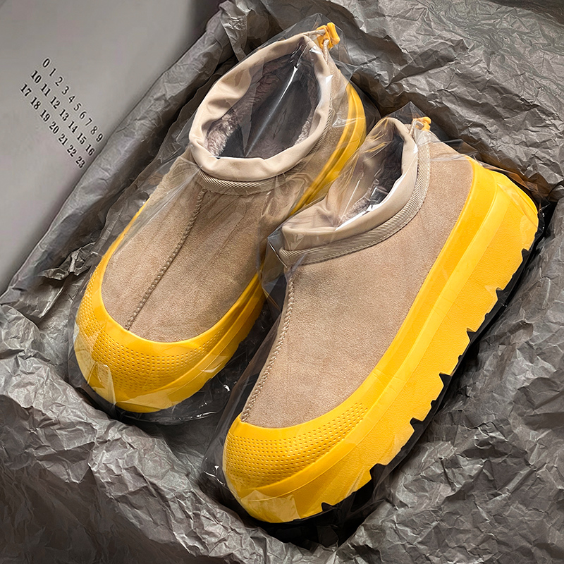 羊皮毛一体黄色塔斯曼雪地靴男王一博同款情侣鞋冬季加绒保暖棉鞋