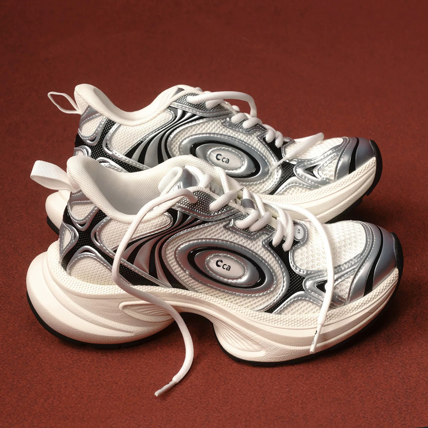 高端现货银白色涡轮老爹鞋飞碟男女鞋秋冬新款休闲厚底运动跑鞋潮