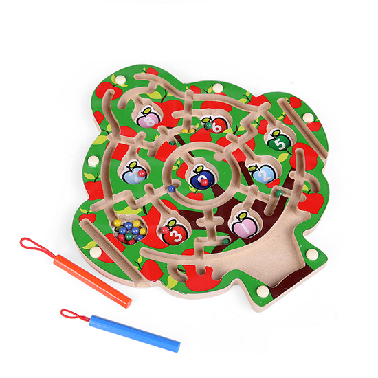 儿童玩具3-6木制磁性运笔滚珠