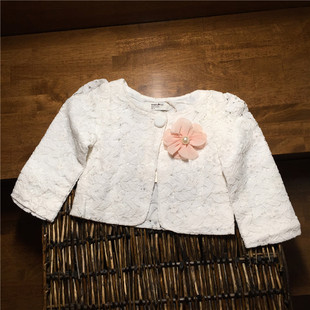 儿童卫衣开衫宝宝外套罩衫女童一粒扣开衫外衣春秋夏上衣白色蕾丝