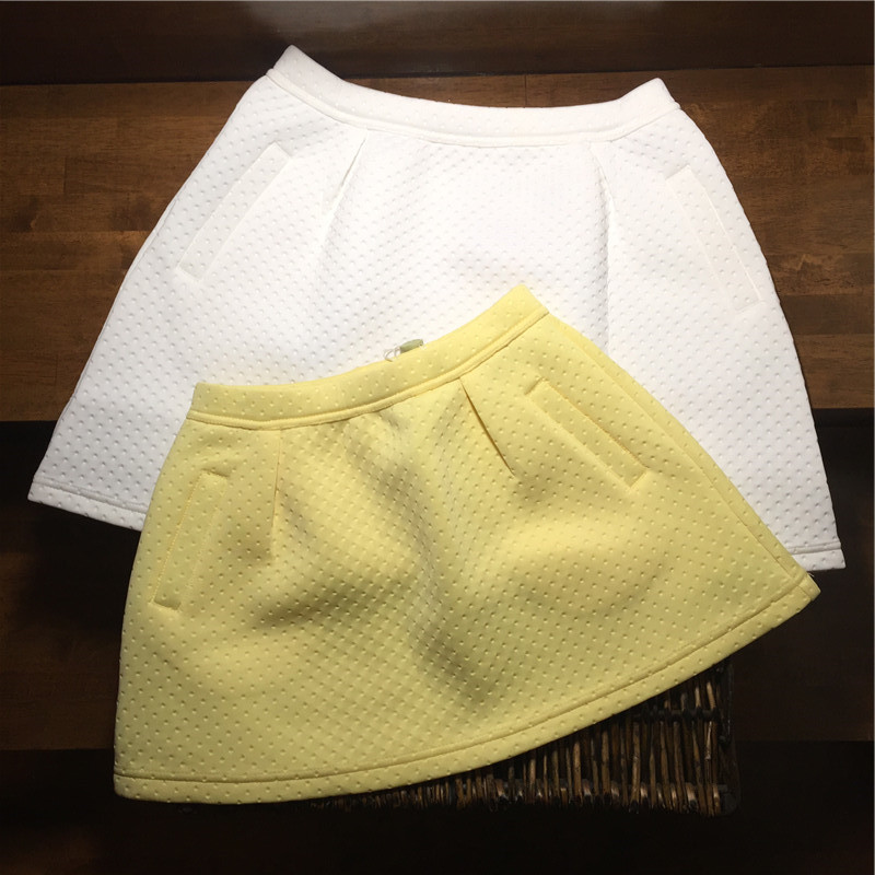 儿童半身裙太空棉短裙子女宝半裙女童A字裙宝宝立体裙秋冬季白色