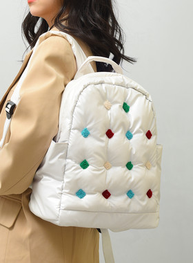 彩色小豆子羽绒布双肩包棉服背包