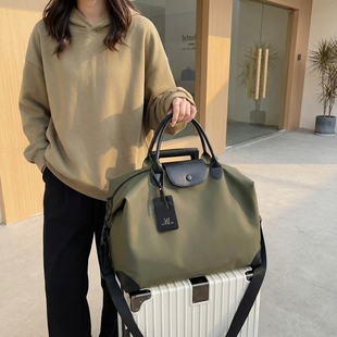 法国高级感大容量旅行包男女轻便斜挎手提包简约托特包运动健身包