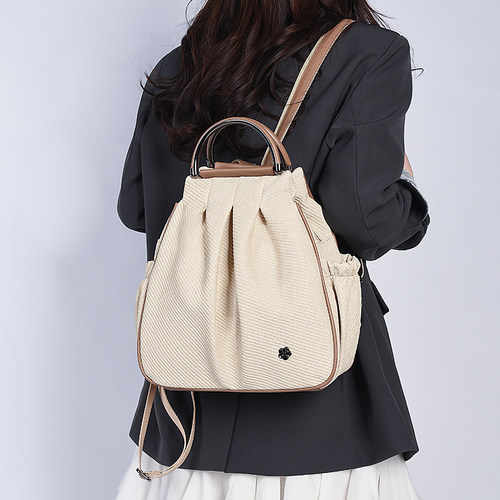 法国小众设计褶皱感双肩包女士欧货高颜值手拎背包多用大容量胸包