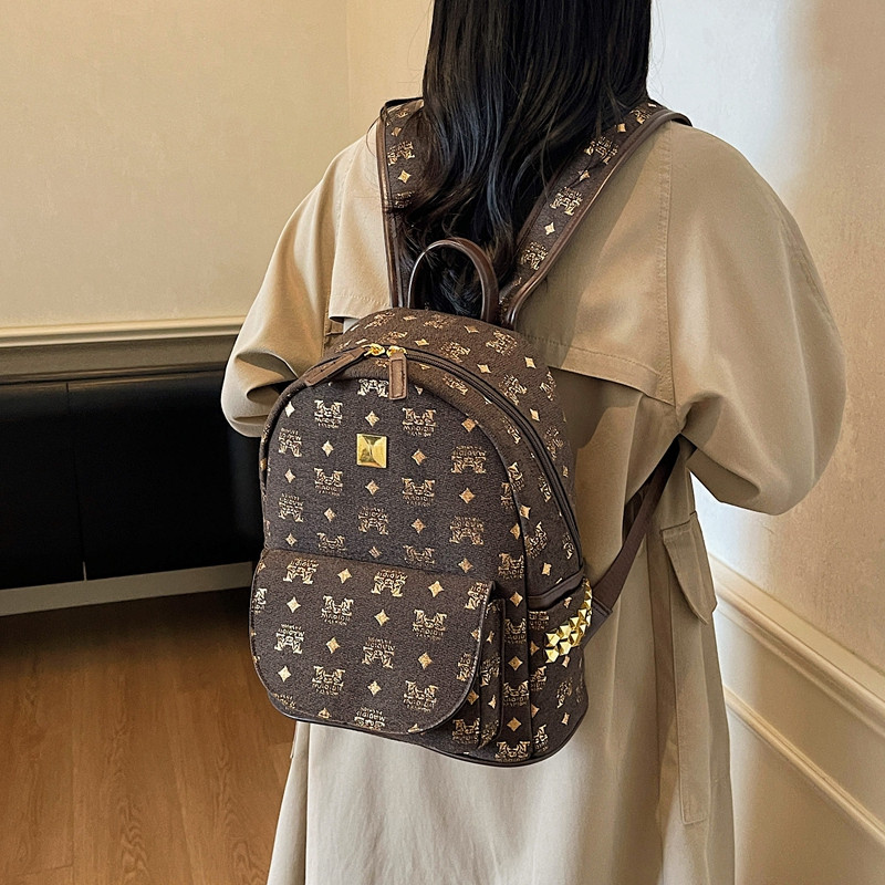 韩国都市通勤双肩包女个性时髦提花织布小书包不撞款百搭旅行背包