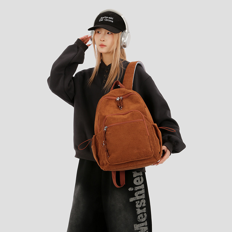 日式简约轻便双肩包女生高颜值初高中学生书包防水灯芯绒旅行背包,箱包皮具/热销女包/男包,双肩背包,淘宝优惠券,粉丝福利购,淘宝优惠卷