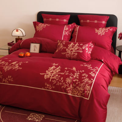 婚庆100S长绒棉全棉四件套