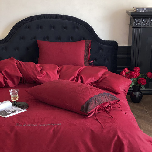 刺绣全棉婚庆四件套浪漫100S提花