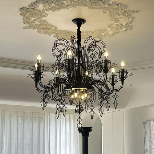 楼梯挑空法式复古别墅灯具高级