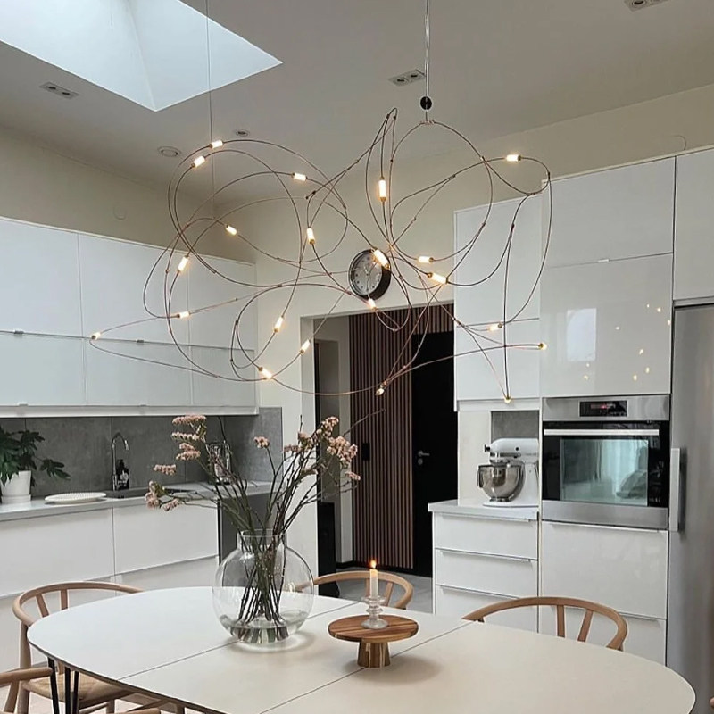 极简风设计师餐厅吊灯现代意式吧台餐桌满天星灯具北欧异形客厅灯