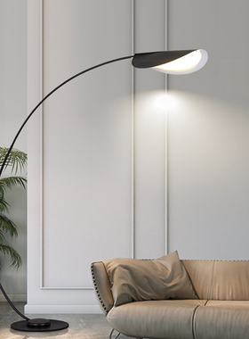 现代简约黑色钓鱼落地灯立式客厅沙发灯创意荷叶艺术设计师钓鱼灯