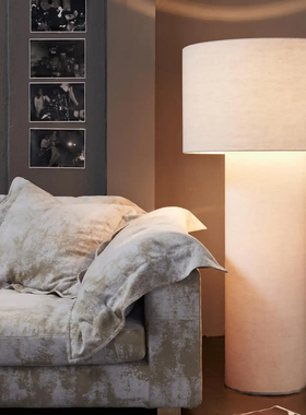 意大利管状客厅落地灯现代简约诧寂风卧室床头样板间布艺黑色台灯