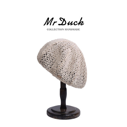 mrduck新品法式浪漫镂空贝雷帽