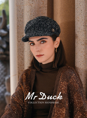 mrduck浮光掠影 高定法国Jules Tournier低调奢华粗花呢报童帽女
