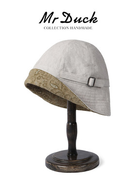 mrduck轻奢级 非遗和纸水桶帽女慵懒风帽包脸显脸小帽子 N种戴法