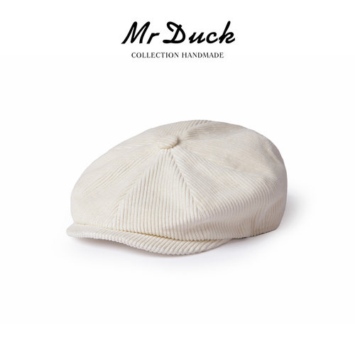 mrduck复古老钱风灯芯绒报童帽