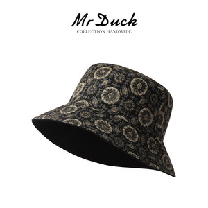 mrduck英国老钱风双面高级感大头围渔夫帽遮阳盆帽女防晒防紫外线