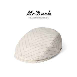 条纹鸭舌帽男显年轻穿搭休闲帽子 英式 mrduck航海日记 2026春新款