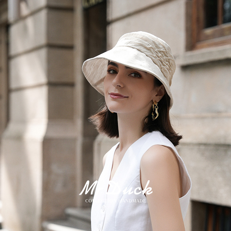 mrduck高级肌理感亚麻渔夫帽女
