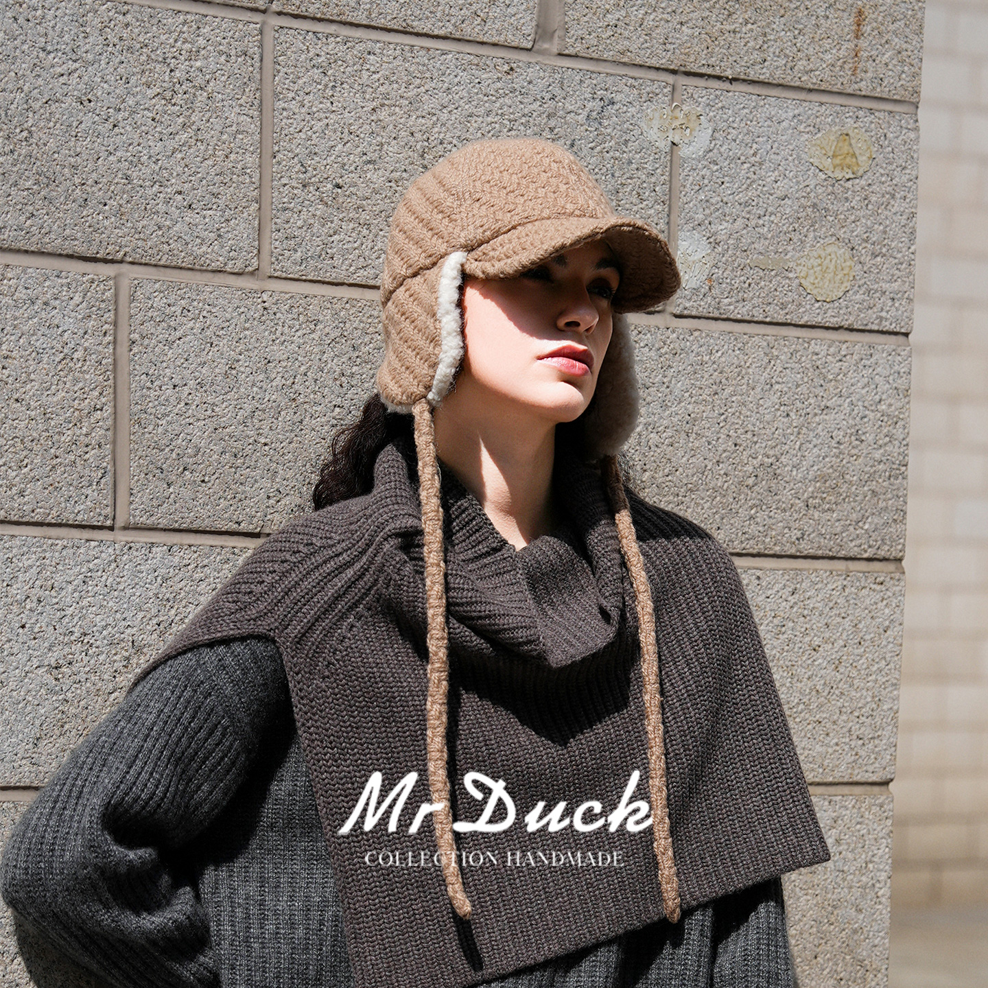 mrduck高奢毛绒感护耳棒球帽女