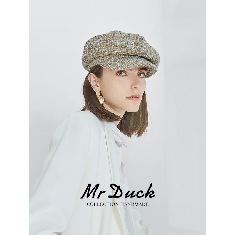 英国AbrahamMoon粗花呢报童帽