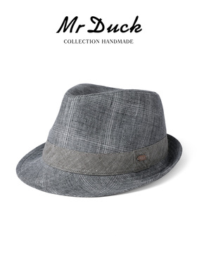 mrduck罗曼尼 高定意大利Angelico限量亚麻礼帽男中老年帽子秋冬