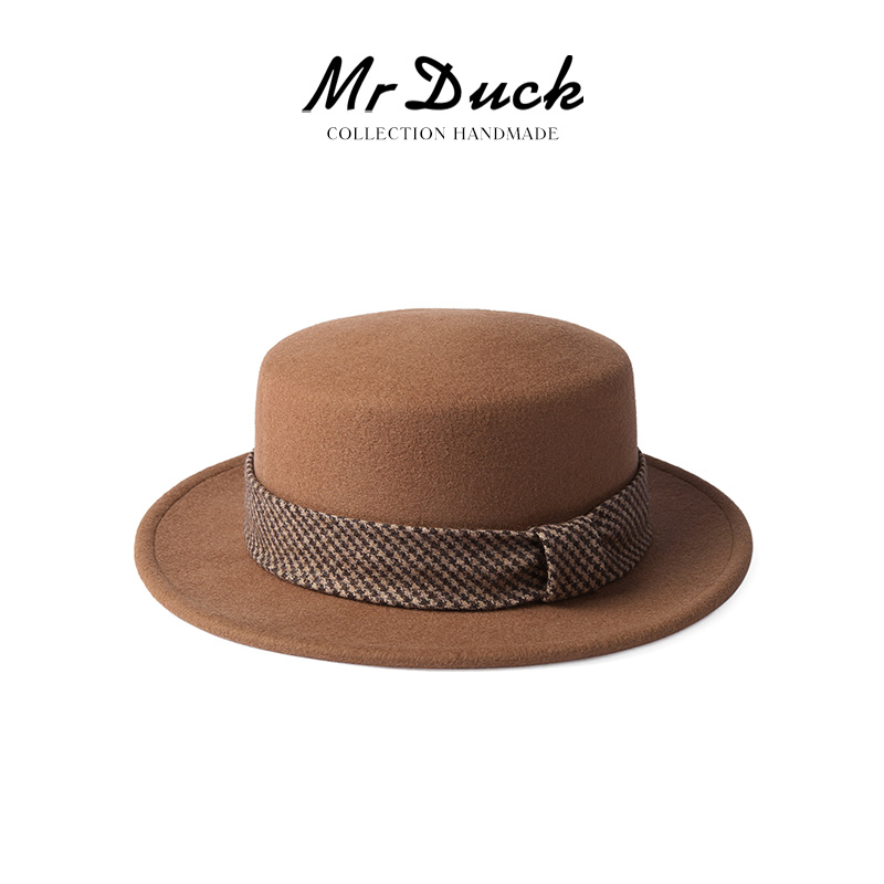 mrduck秋冬新款羊毛平顶帽