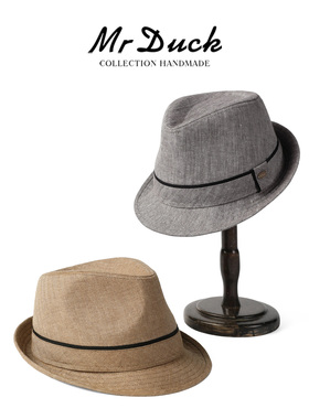mrduck大拉菲 高定意大利Angelico亚麻礼帽男款 老钱风绅士爵士帽
