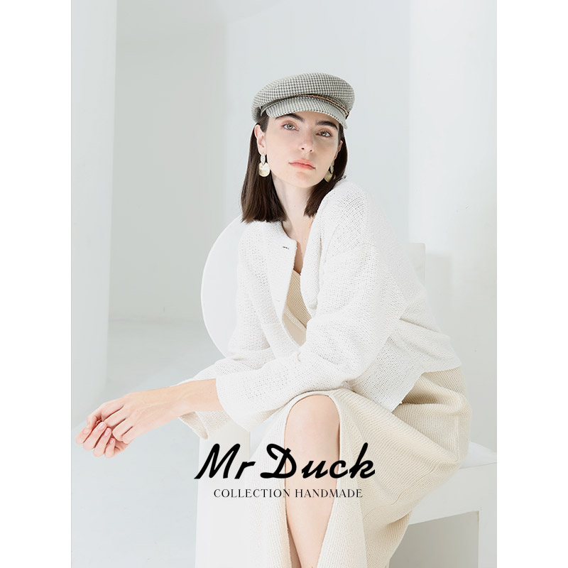 mrduck高定系列英国MOON中薄款羊毛混纺复古气质报童帽女搭配大衣