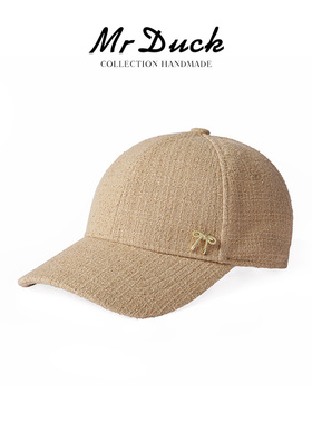 mrduck进口日本小香风粗花呢硬顶棒球帽女春秋季大小头围休闲帽子