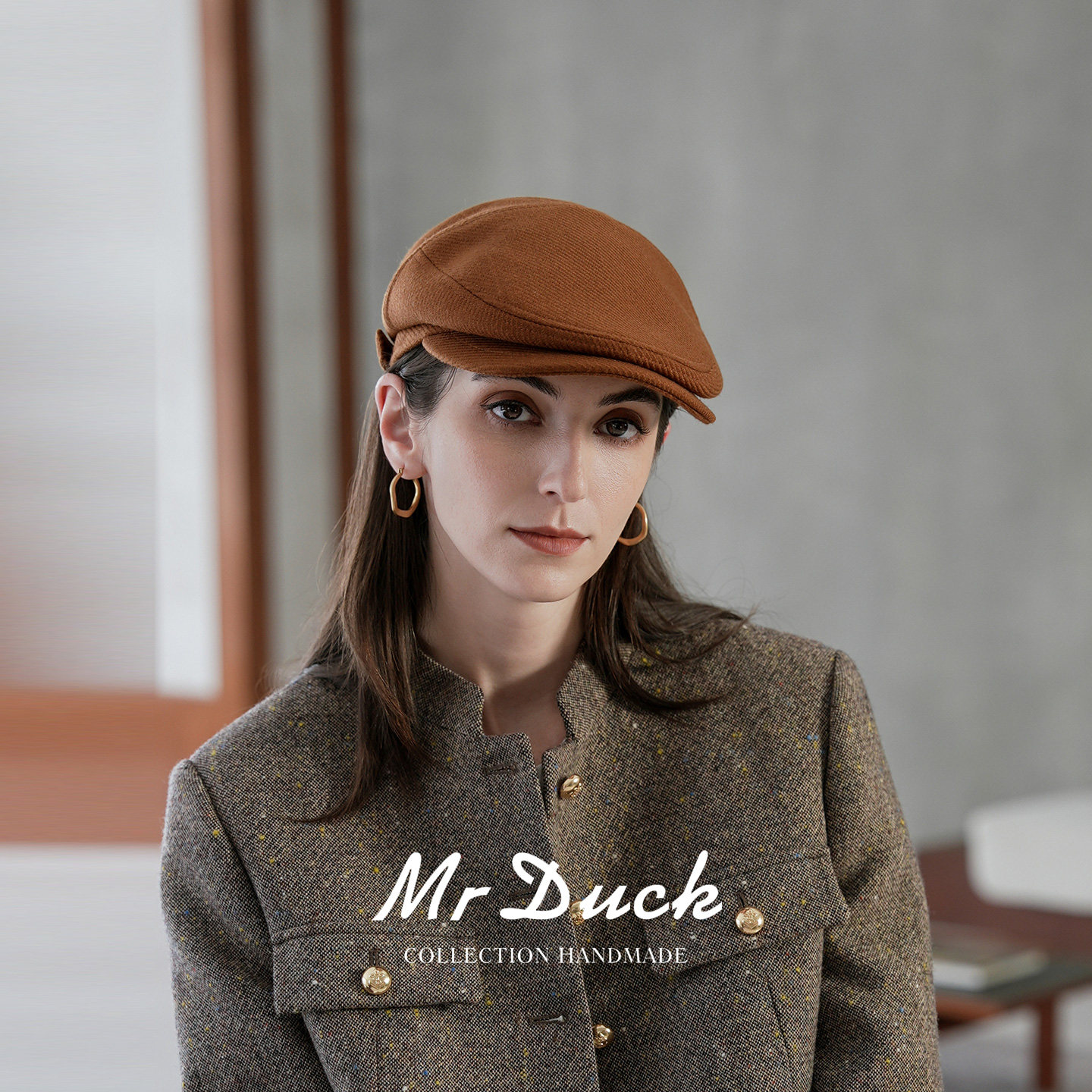 mrduck好时光 2026新款羊毛呢鸭舌帽女士 秋冬季通勤穿搭前进帽子