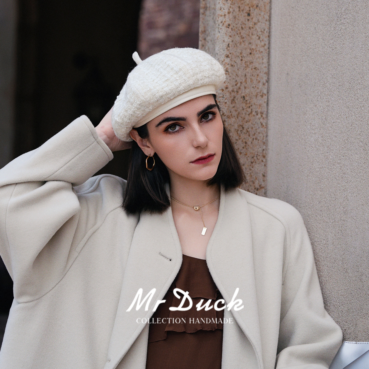 mrduck进口小香风贝雷帽女秋冬