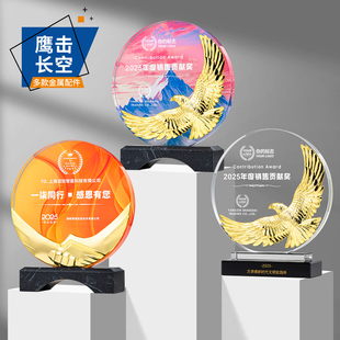 高级感创意圆形金属奖杯2025新款优秀员工团队荣誉纪念奖牌