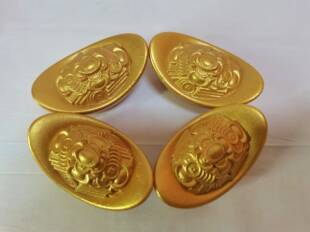金元宝金砖四神文房四宝金山银山七星板树脂下葬用品骨灰盒旁墓穴