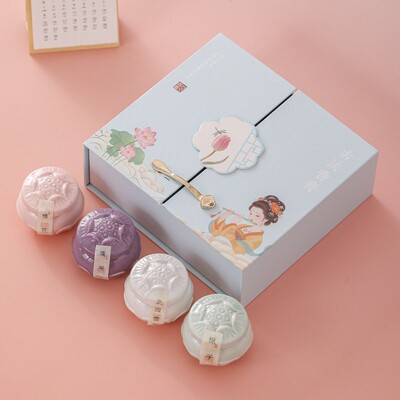 节日送礼套装陶瓷罐古风固体香膏