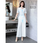 女 工作服SPA推拿足疗技师养生会所套装 新款 美容院美容师足浴长裤