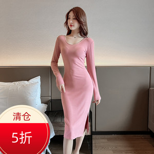包臀连衣裙春装女配大衣的内搭裙子中长款修身显瘦气质性感打底裙