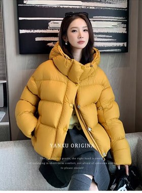 鹅绒羽绒服9668商场同款2025冬季新女士宽松连帽90鹅绒羽绒服外套