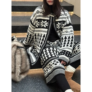 女冬款 法式 慵懒风套装 阔腿五分裤 两件套ss96 费尔岛针织开衫