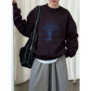 慵懒风上衣201 新款 法式 韩系郁金香复古桃心领廓形卫衣女秋季