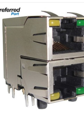 RJSAE538102 RJ45, Stacked, Shield, LEDs, 2 Port