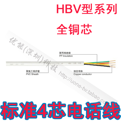 四芯RG11电话线 2芯4芯0.4mm全铜电话听筒线，门铃主机RJ12线缆