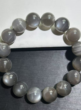 黑银月光手串单圈咖啡月光石长石月光手链百搭链珠