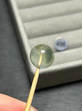 12.3mm冰透绿葡萄石圆珠单珠晶体微冰裂带共生一侧珠